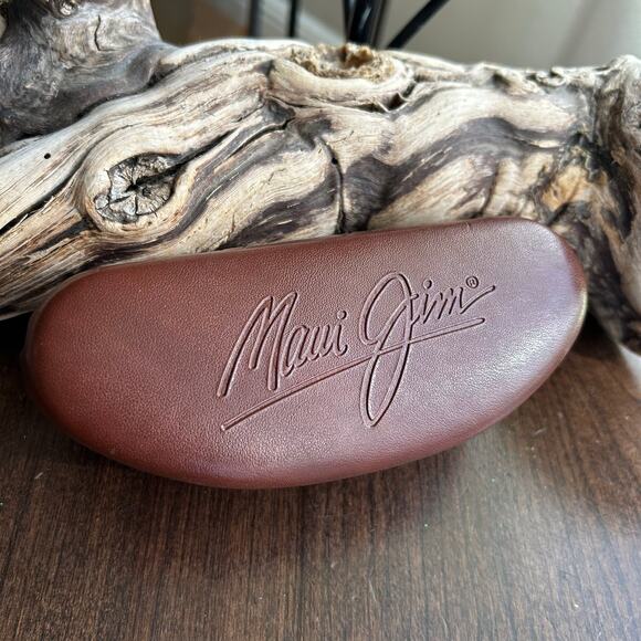 Maui Jim Brown Faux Leather Sunglasses Hard Shell Clamshell Case Only - Picture 1 of 7
